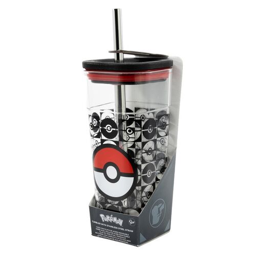 Vaso Acrílico Cube con Pajita Acero Inox. Pokemon