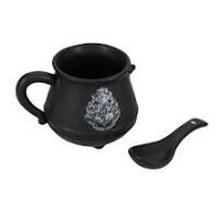 Taza caldero mágico cerámica y cuchara Hogwarts  1